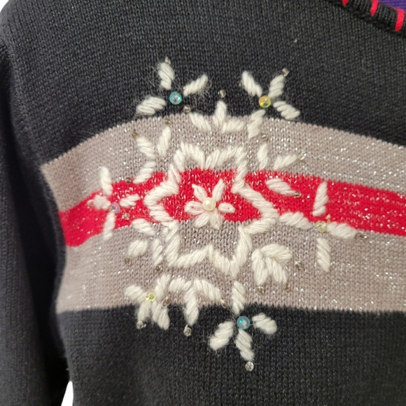 Vintage Dress Barn Ugly Christmas Sweater Snowflake Pearl Rhinestone Plus - Picture 6 of 14